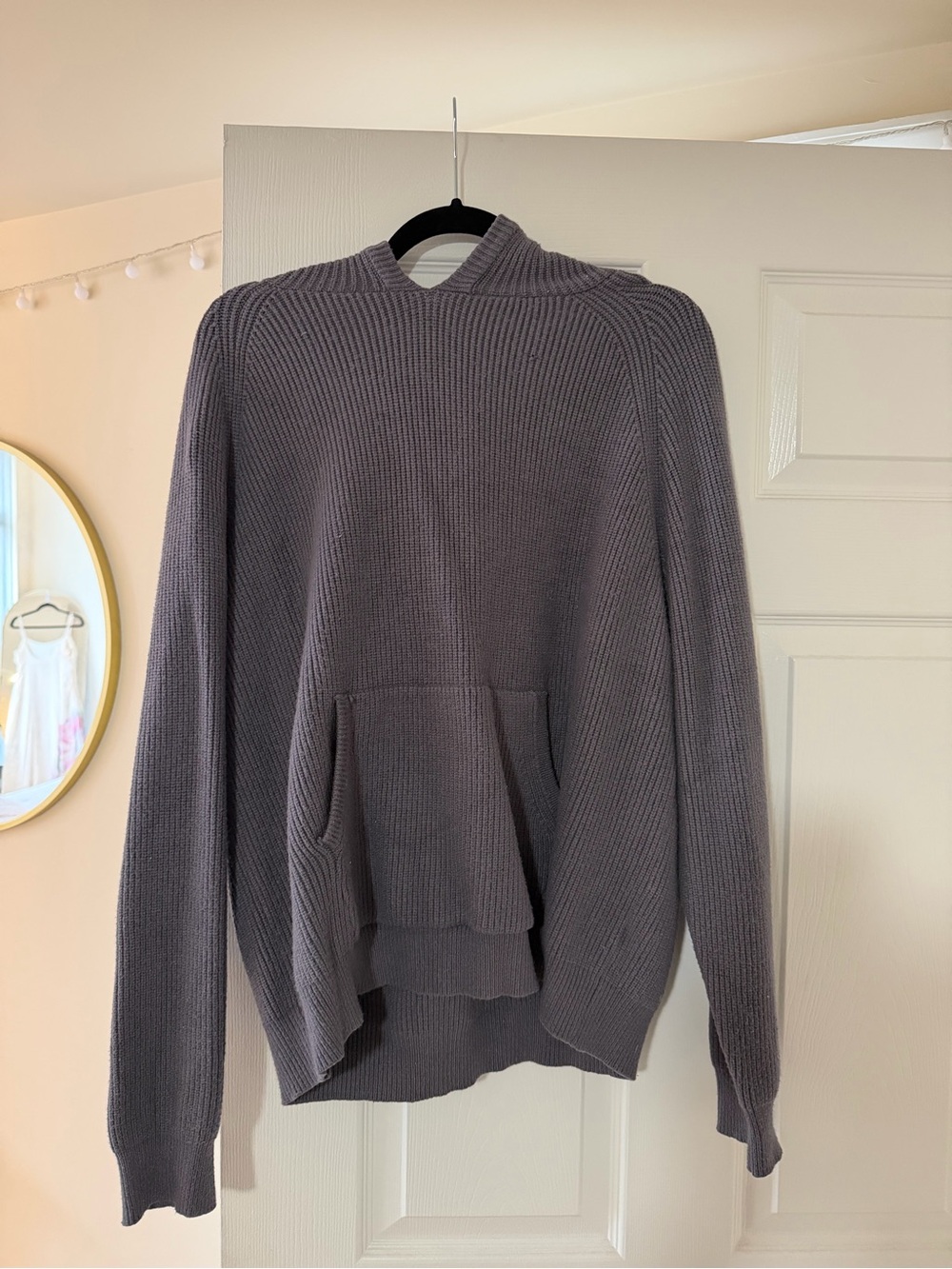 Edikted Ribbed Hoodie Sweater - Slate Gray